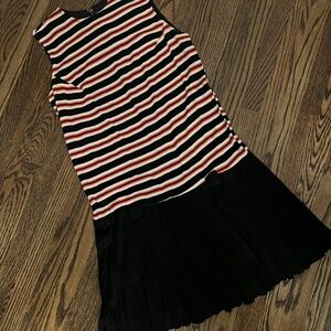 Union made from the 60’s stripe drop waist dress with pleated skirt 🍅